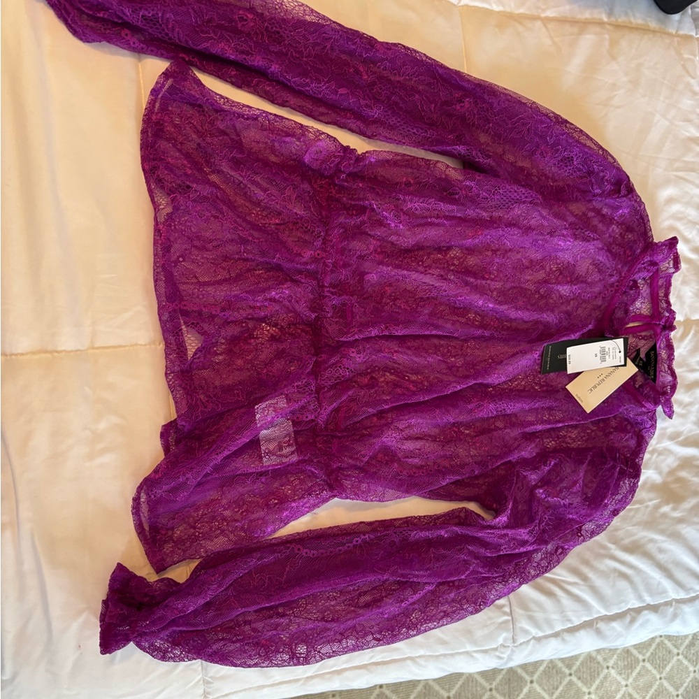 Elegant Purple Lace Blouse